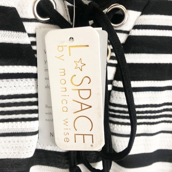 New with tag L*Space Love Letters Long Sleeve Striped Lace Up Tunic Top Dress - Picture 8 of 11